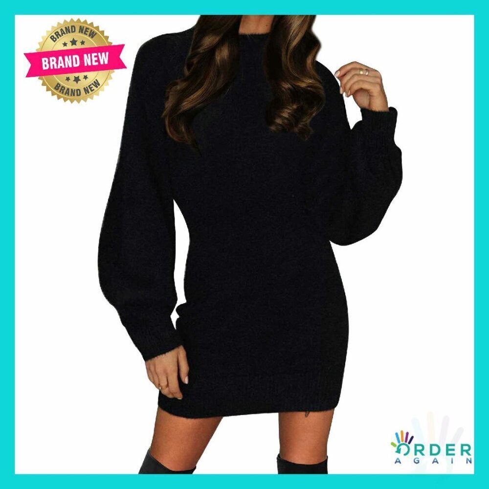 Mock Neck Ribbed Bodycon Sweater Dress Long Sleeve Chic Y2K Minimal
